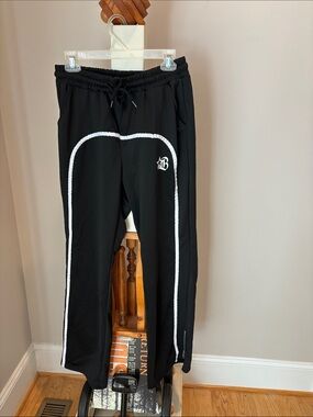 SHEIN Black Joggers with White Piping